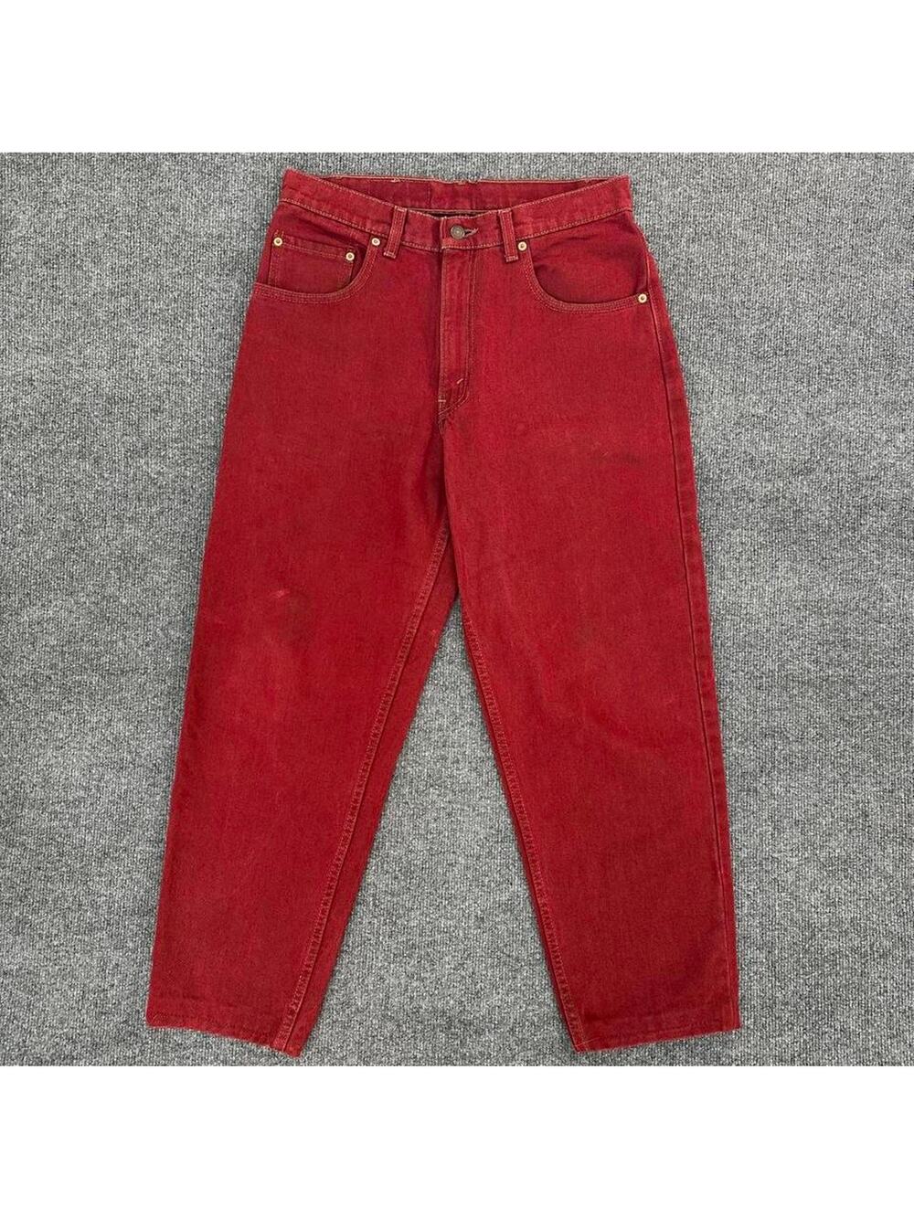 RARE Vtg 90’s Levi’s Men’s 560 Red Denim Relaxed Fit Baggy Jeans USA Made 32x29